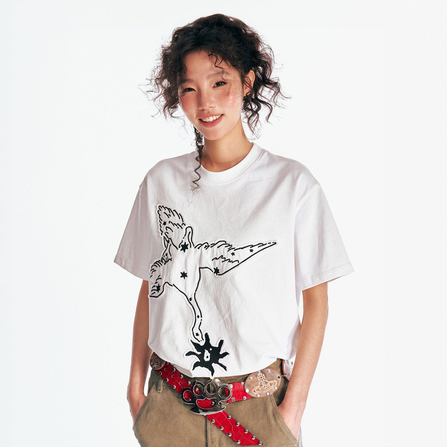 Crane Blossom Patch Cotton Tee