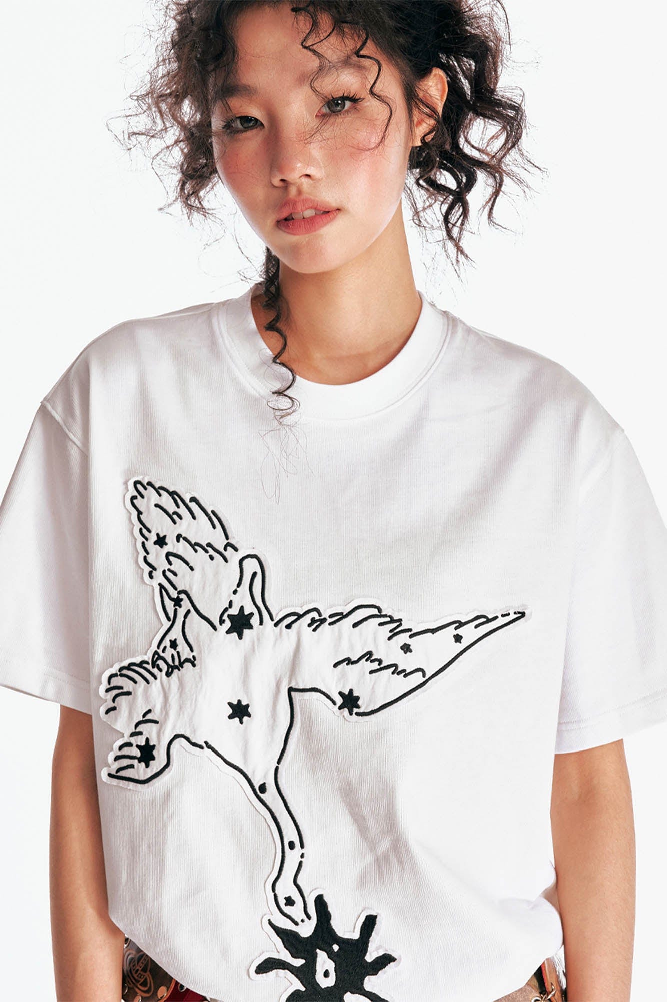 Crane Blossom Patch Cotton Tee
