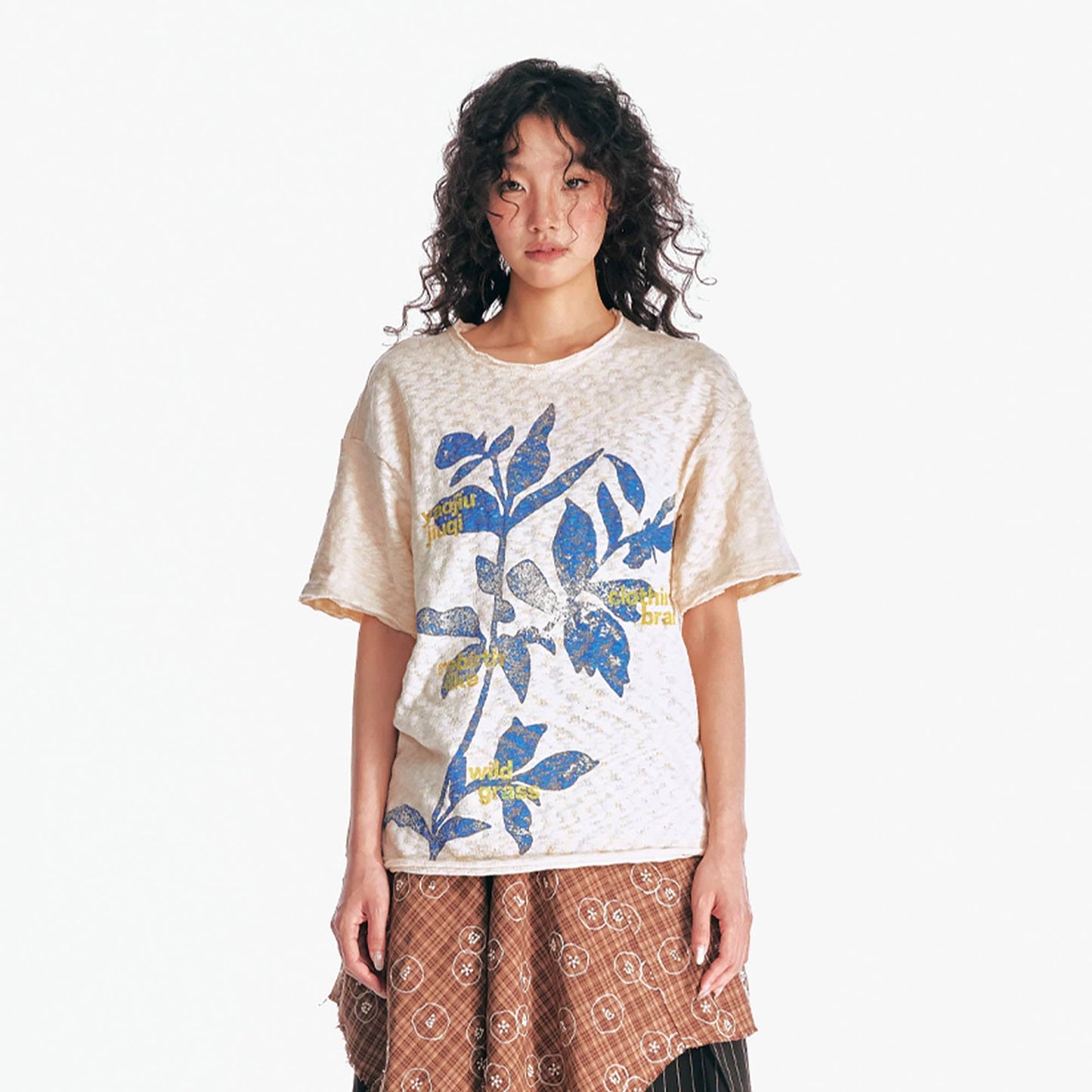 Burnout Sesame Leaf Graphic T-Shirt