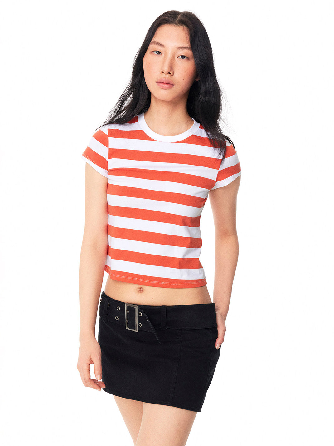 Color-Block Striped Crew-Neck Graphic Tee