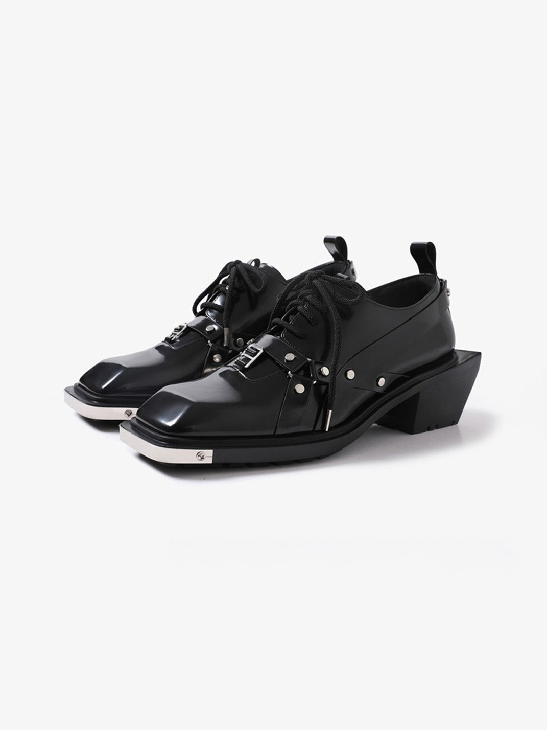 Black Unique Style Square-Toe Derby Shoes - Skipkicks