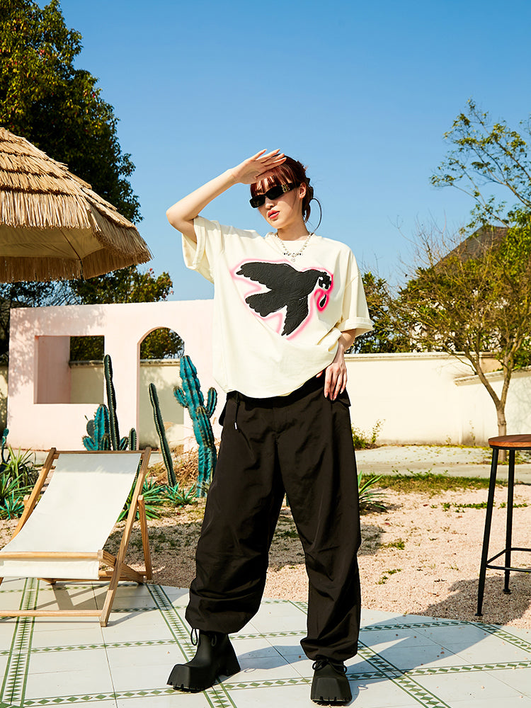Serene Dove Suede-Finish Foam-Print T-Shirt