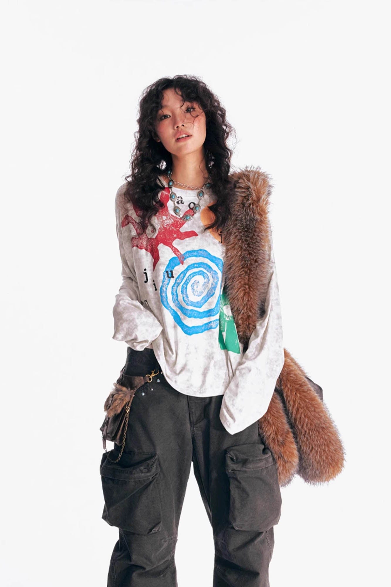 Washed Tribal Graphic Long Sleeve Tee