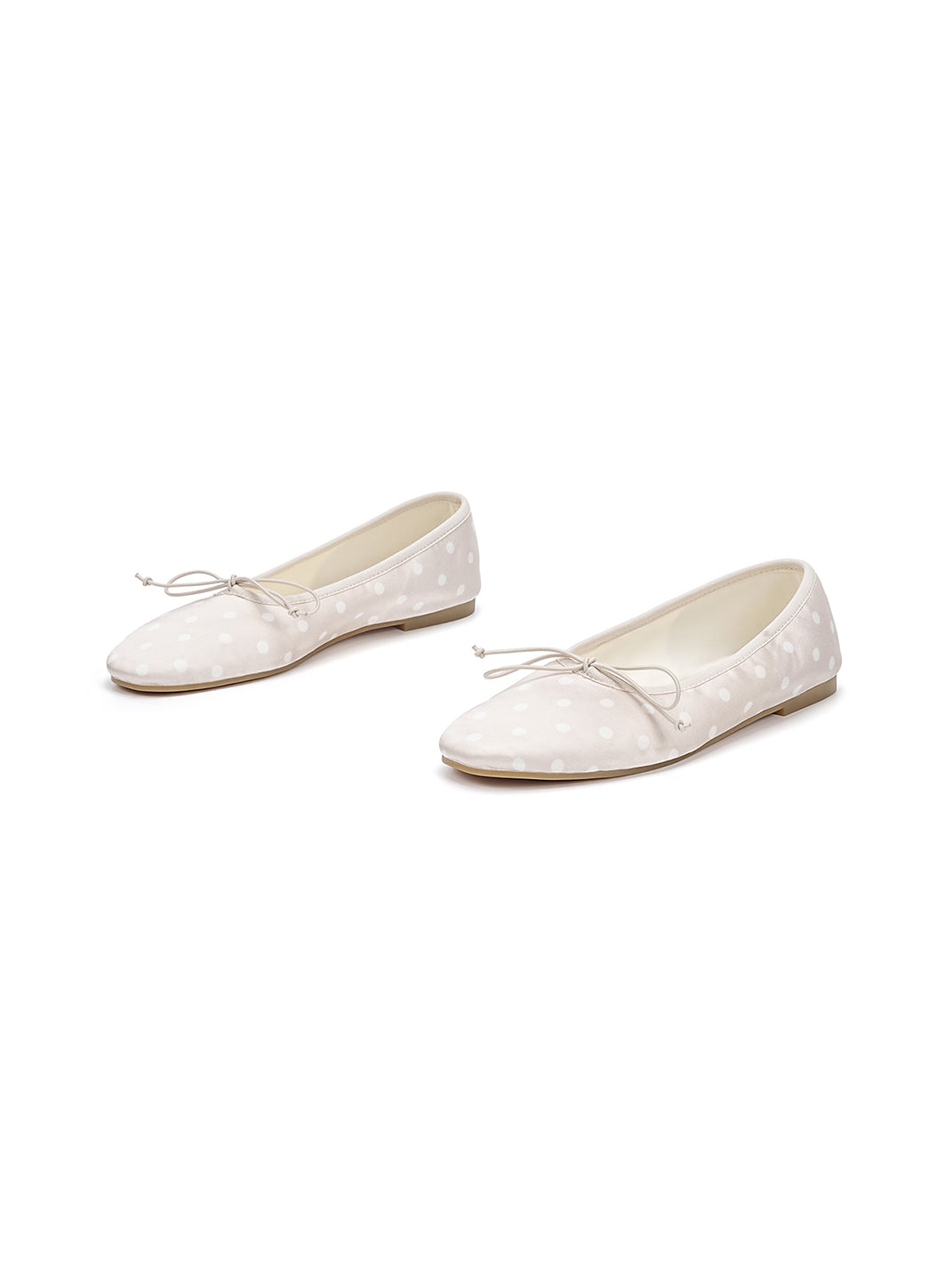 Polka Dot Bow Ballet Flats-White