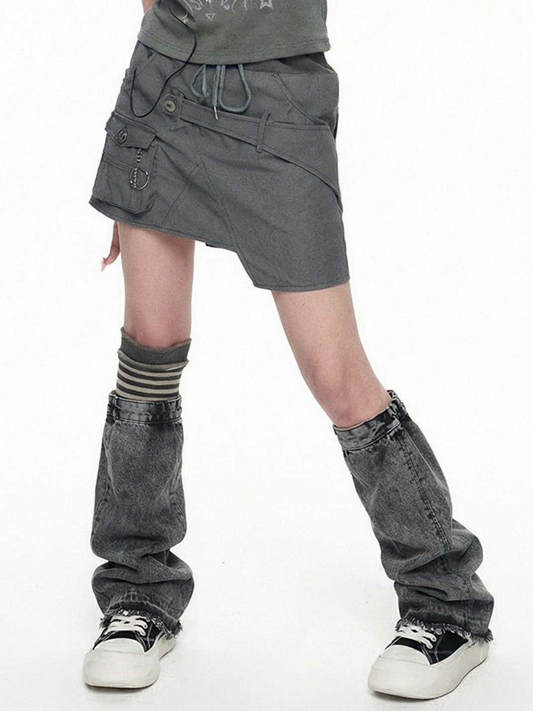Denim Bare Look Washed Platform Sneakers - Skipkicks