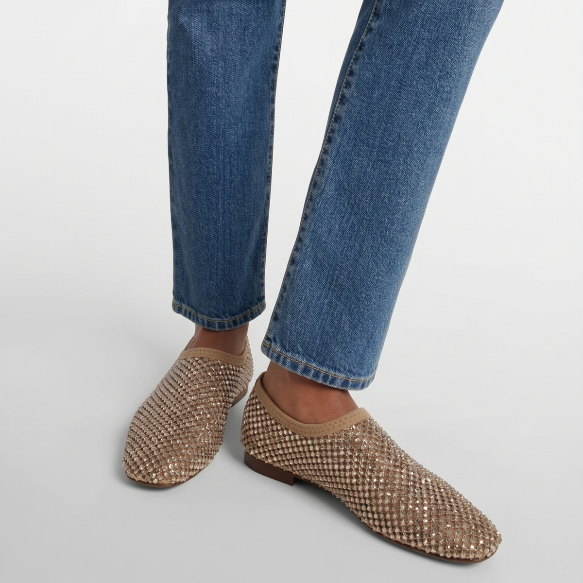 Delilah Rhinestone Mesh Flats