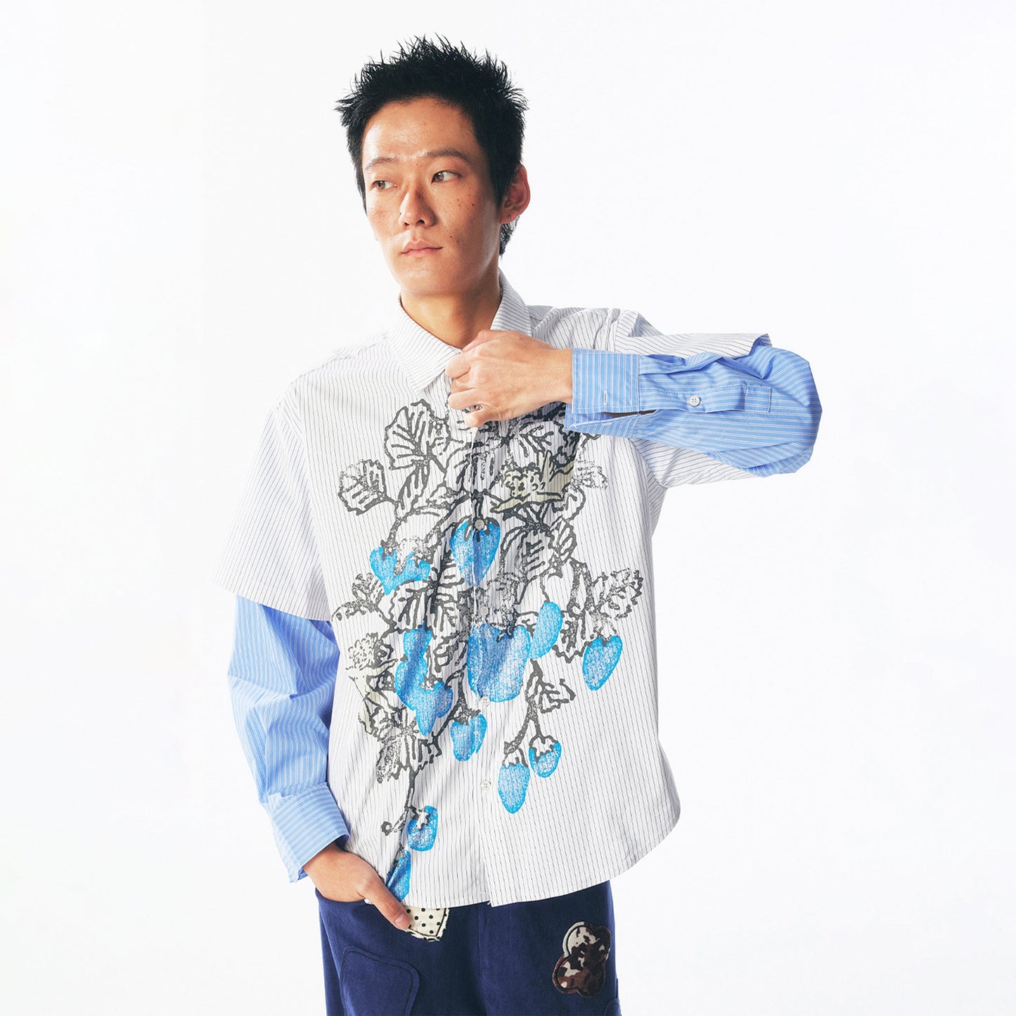 Layered Strawberry Graphic Long-Sleeve T-Shirt