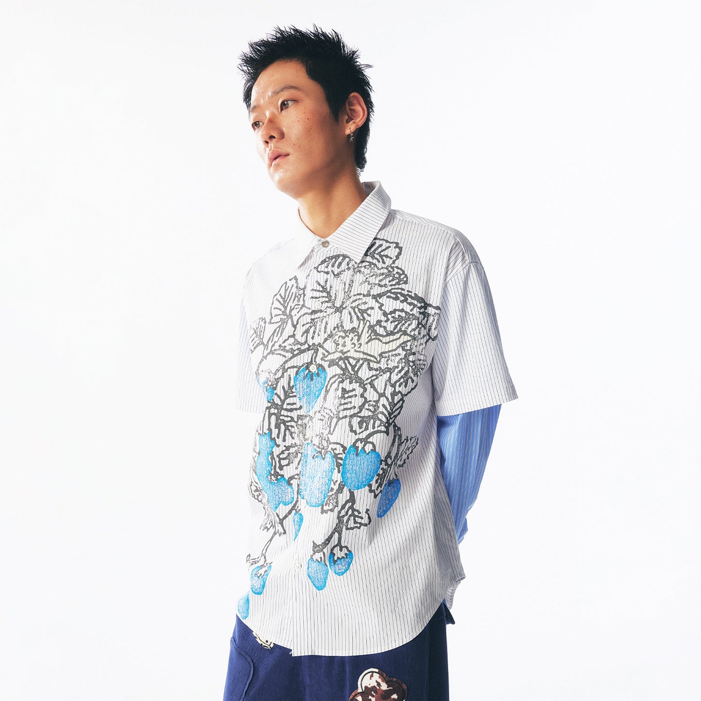 Layered Strawberry Graphic Long-Sleeve T-Shirt