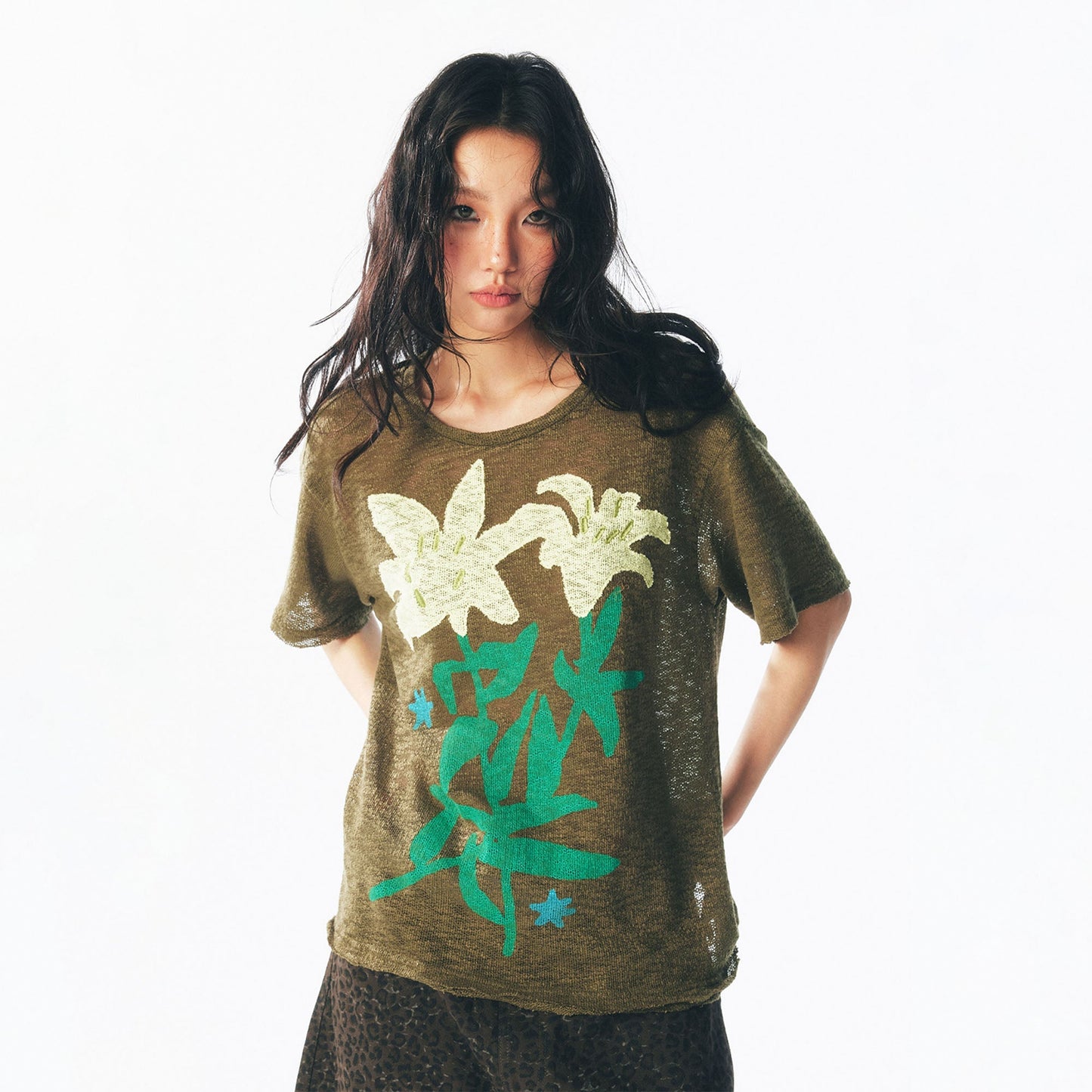 Sheer Lily Distressed Layering Tee
