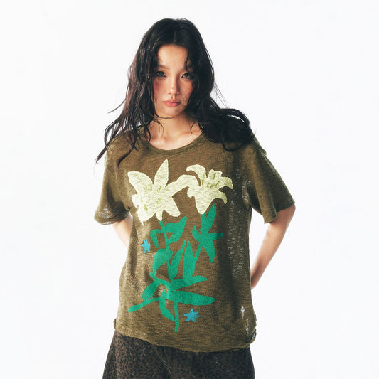 Sheer Lily Distressed Layering Tee