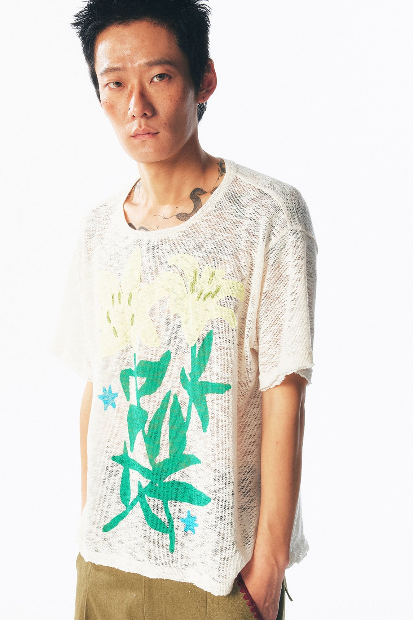 Sheer Lily Distressed Layering Tee