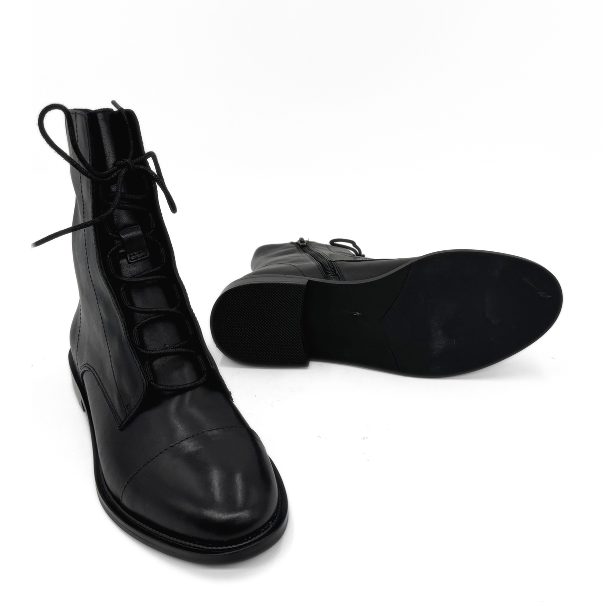 Claude Lace-Up Leather Ankle Boots
