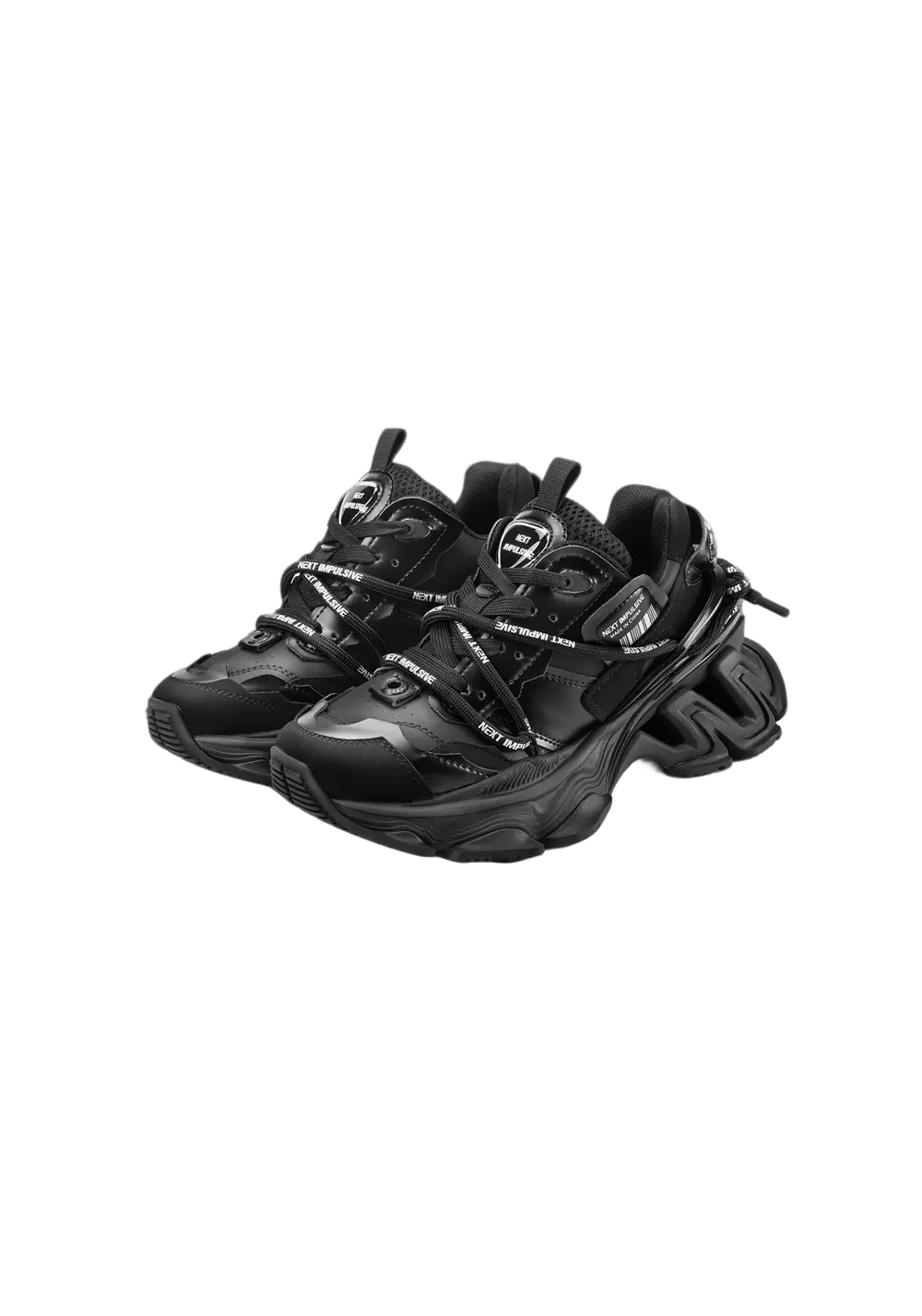 Black Impulse Layered Dad Sneakers - Skipkicks