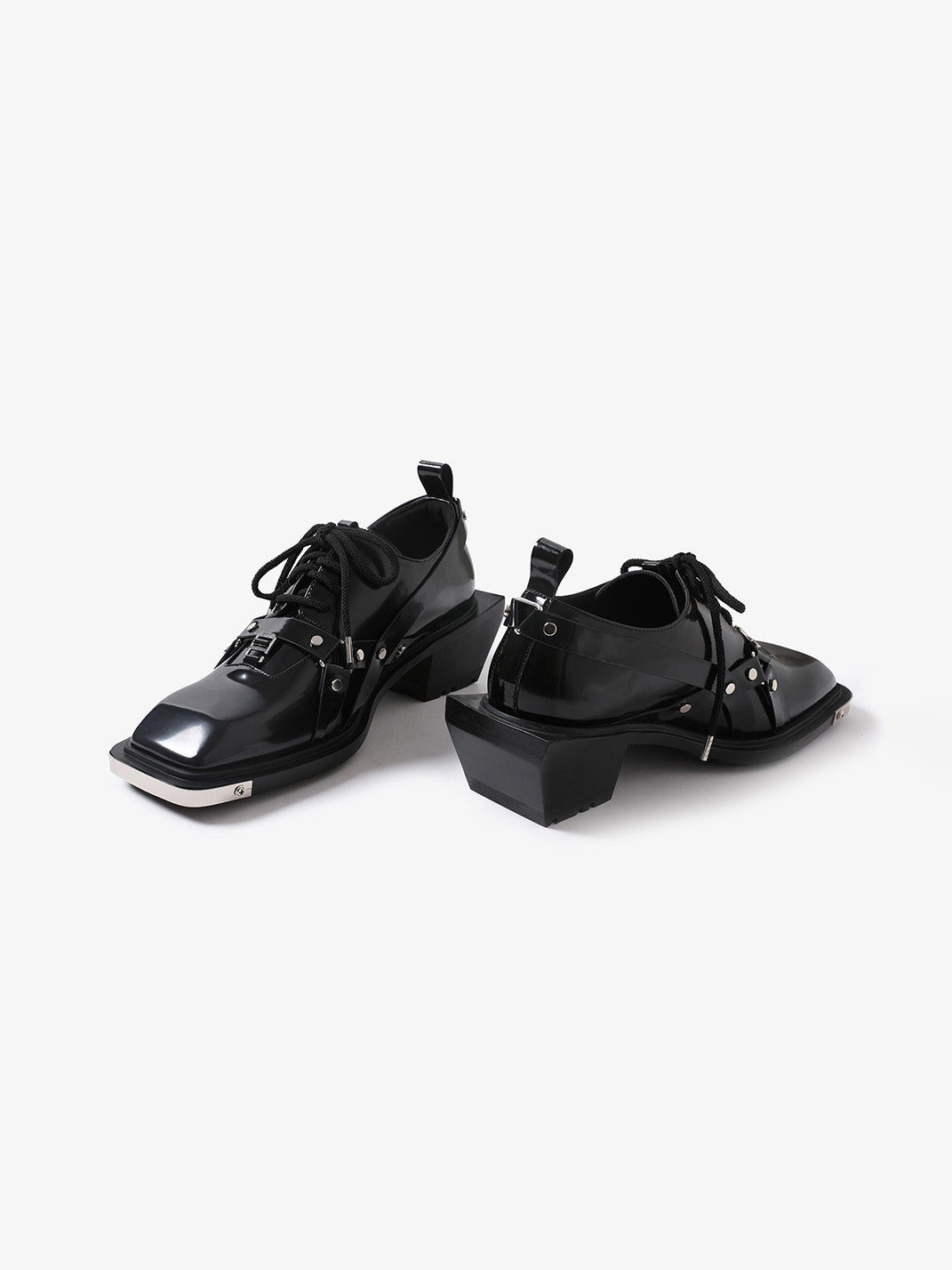 Black Unique Style Square-Toe Derby Shoes - Skipkicks