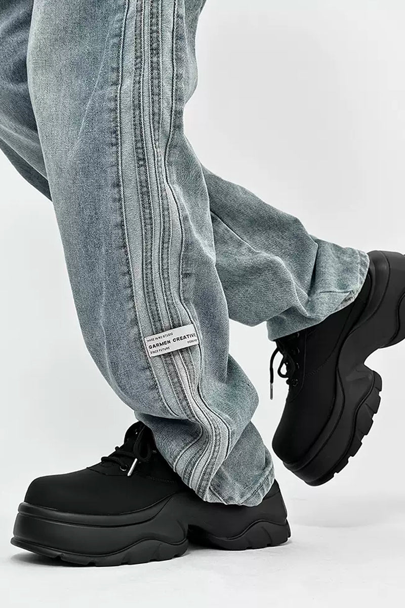 Black Chunky Platform Derby Sneakers - Skipkicks