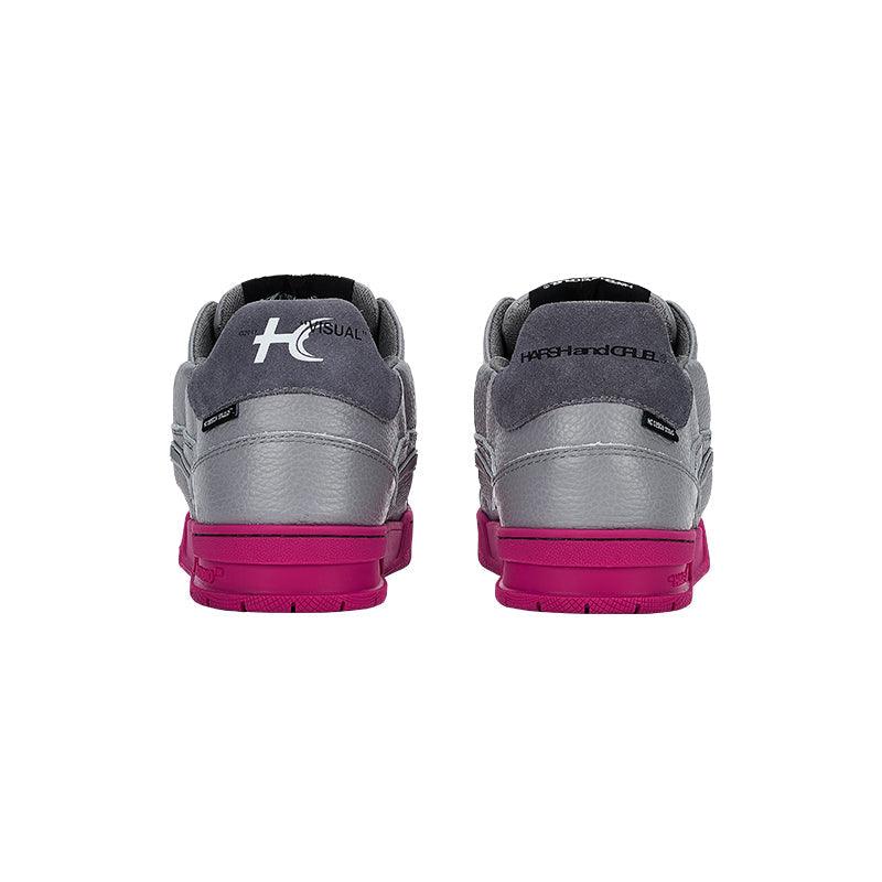Grey and Pink Classic Low Top Sneakers - Skipkicks