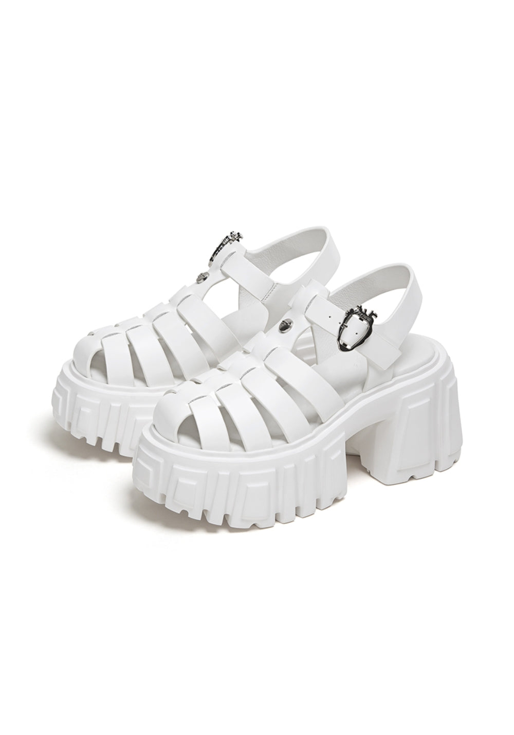 Black Chunky-Heel Roman Platform Sandals - Skipkicks