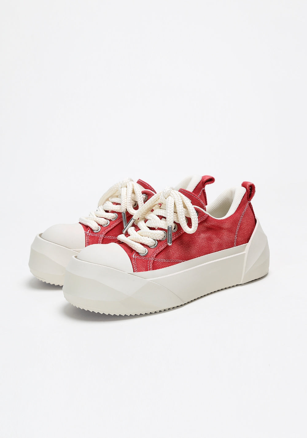 Denim Bare Look Washed Platform Sneakers - Skipkicks