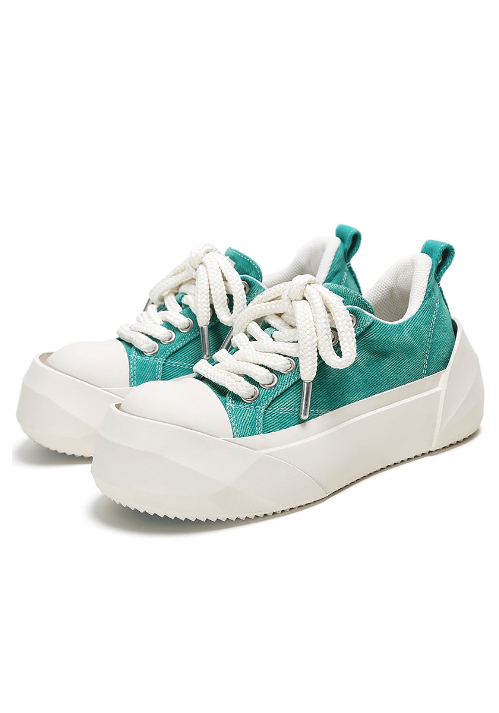 Denim Bare Look Washed Platform Sneakers - Skipkicks