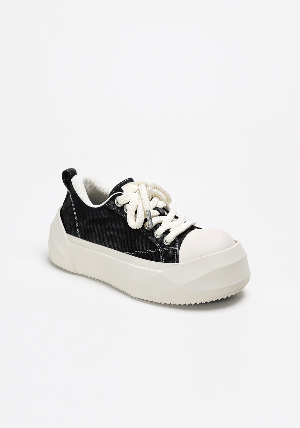 Denim Bare Look Washed Platform Sneakers - Skipkicks