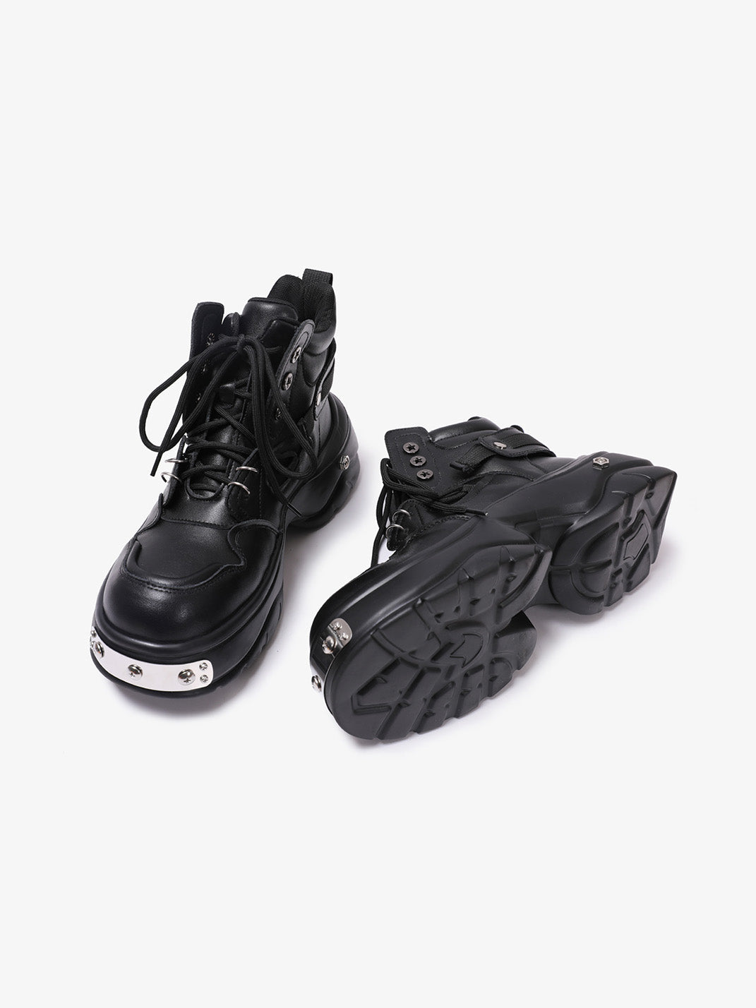 Black Metal Detail Platform Boots