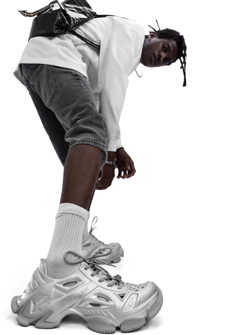 Silver Time-Space Platform Clog Sneakers