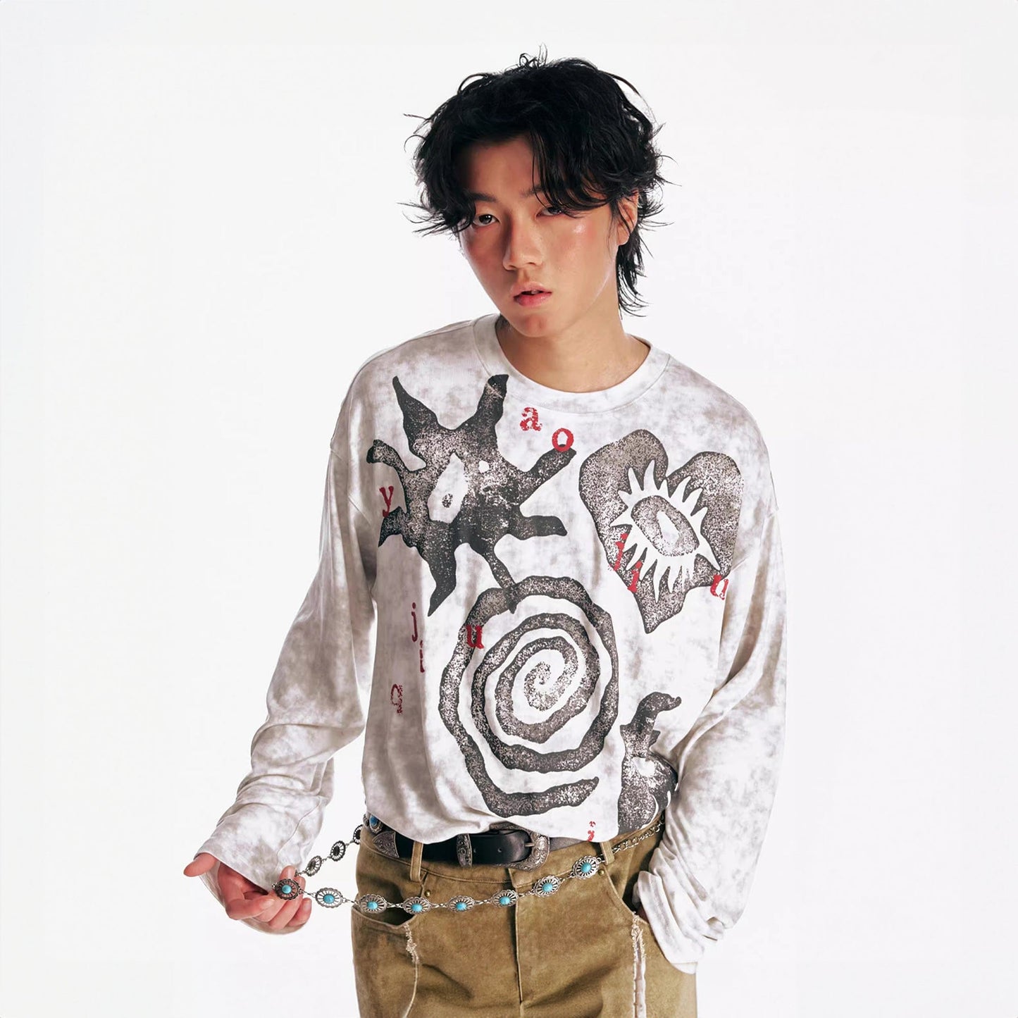 Washed Tribal Graphic Long Sleeve Tee