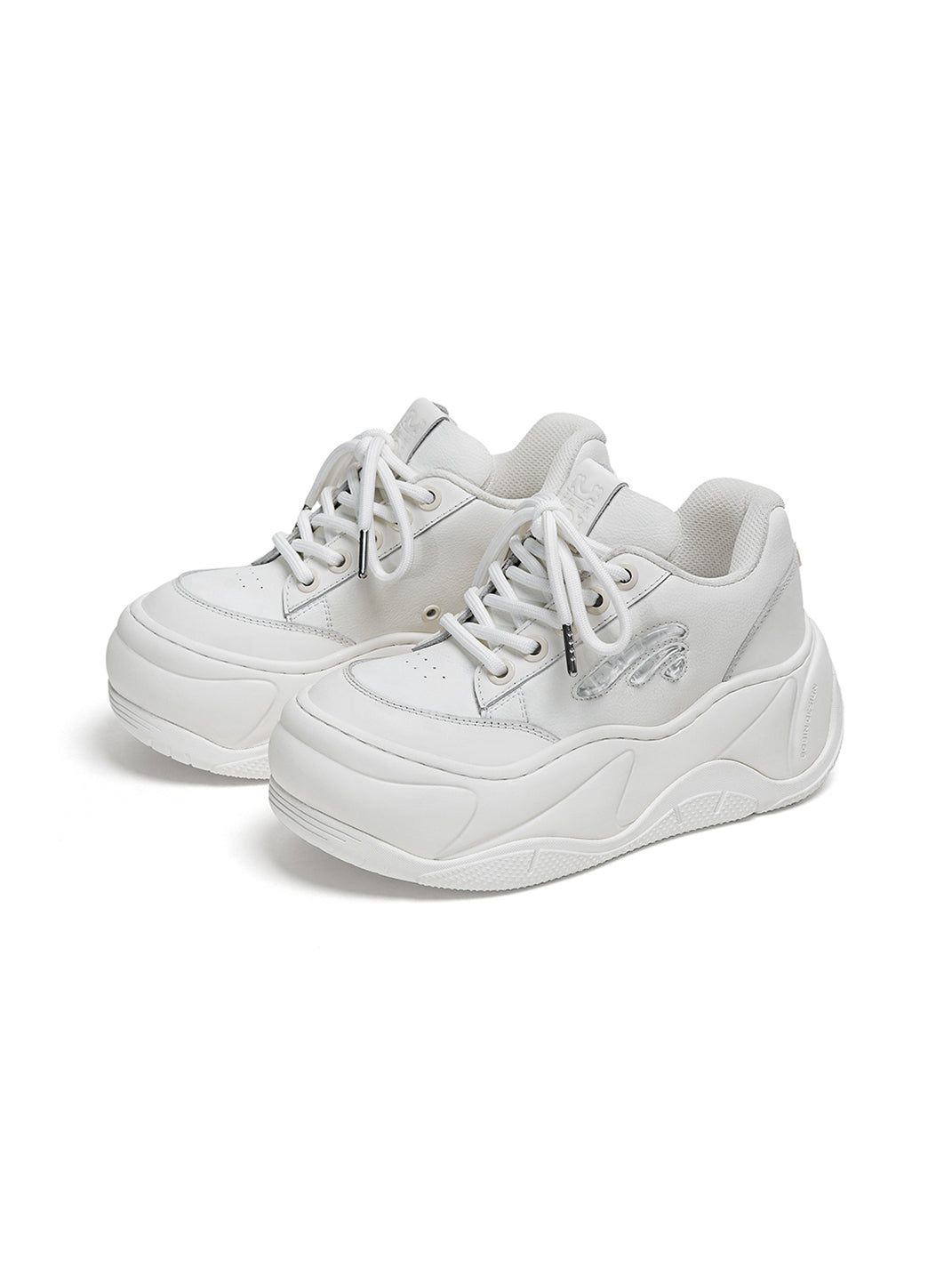 White WiFi 2.0 Wave Leather Platform Sneakers - Skipkicks