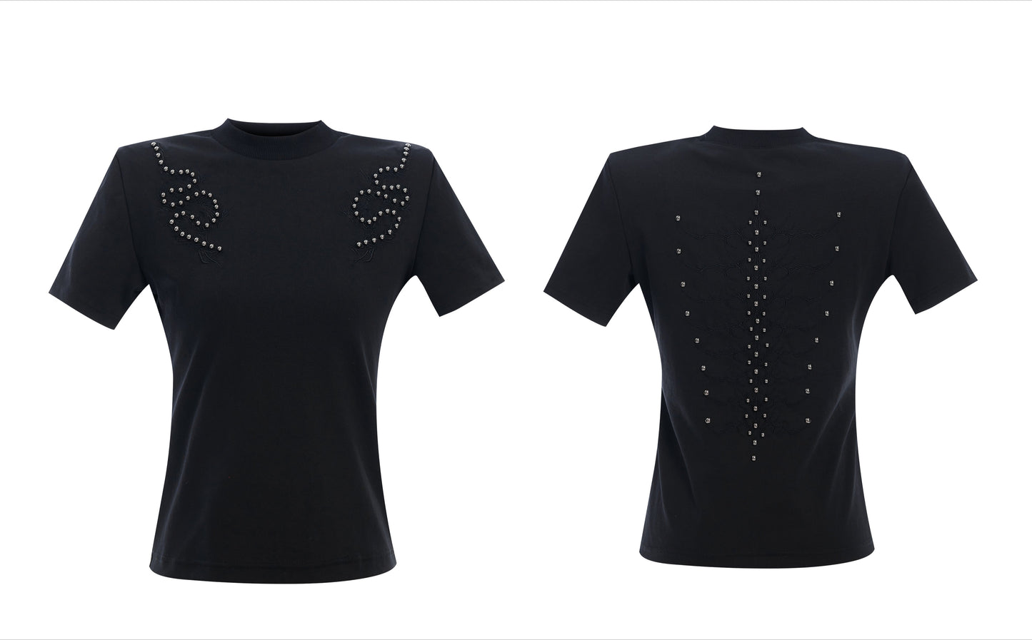 Spine Crystal Grey Fitted Tee