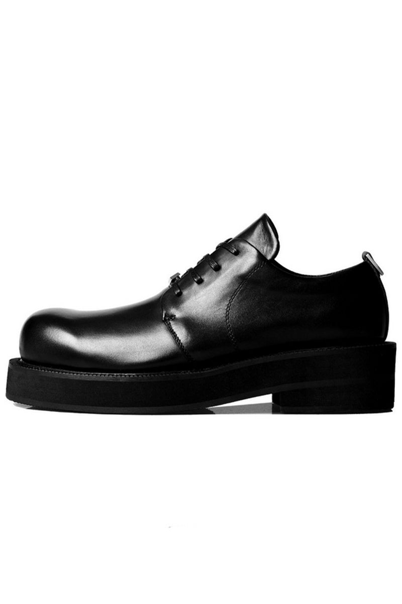 Black Leather Platform Derby Shoes - Skipkicks