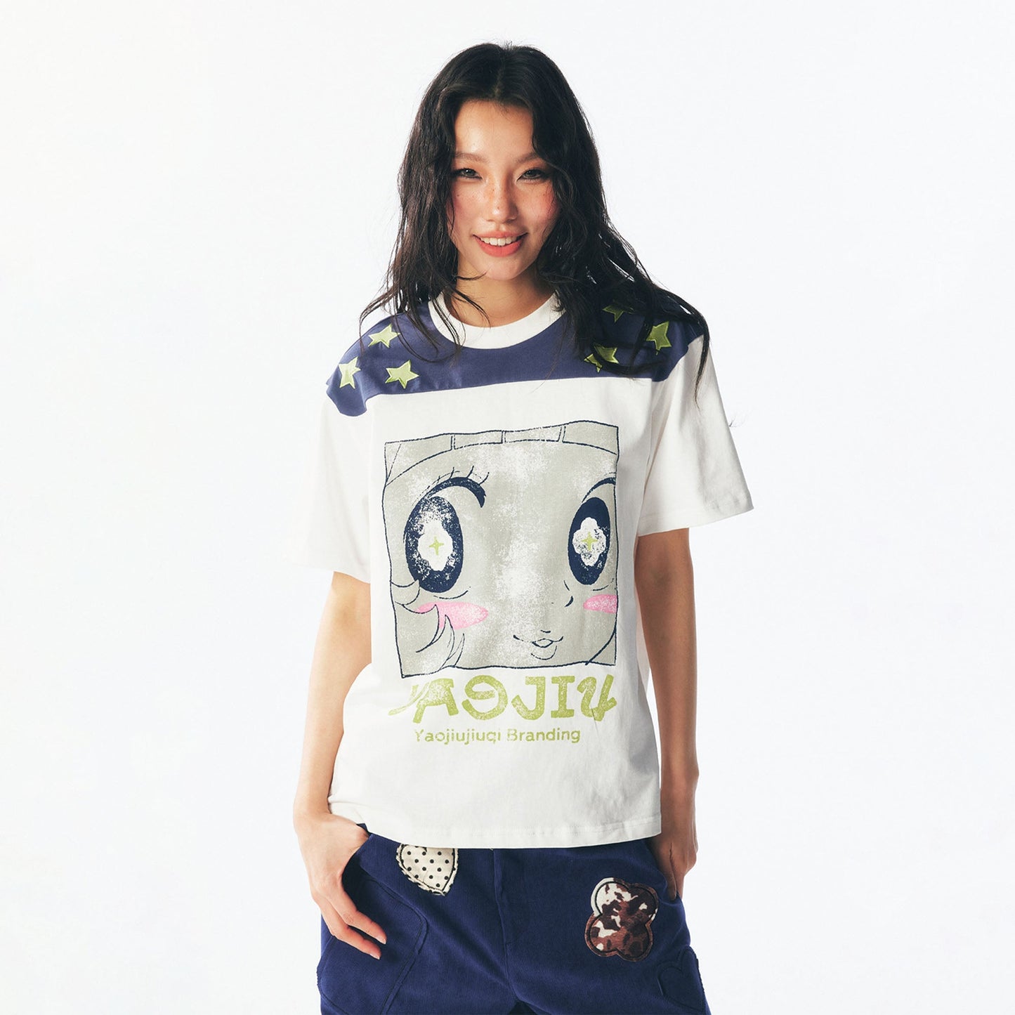 Star Shoulder Graphic Cotton Tee