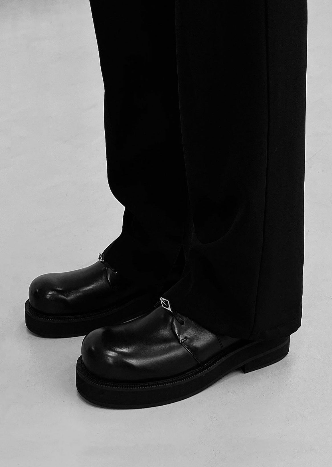 Black Leather Platform Derby Shoes - Skipkicks