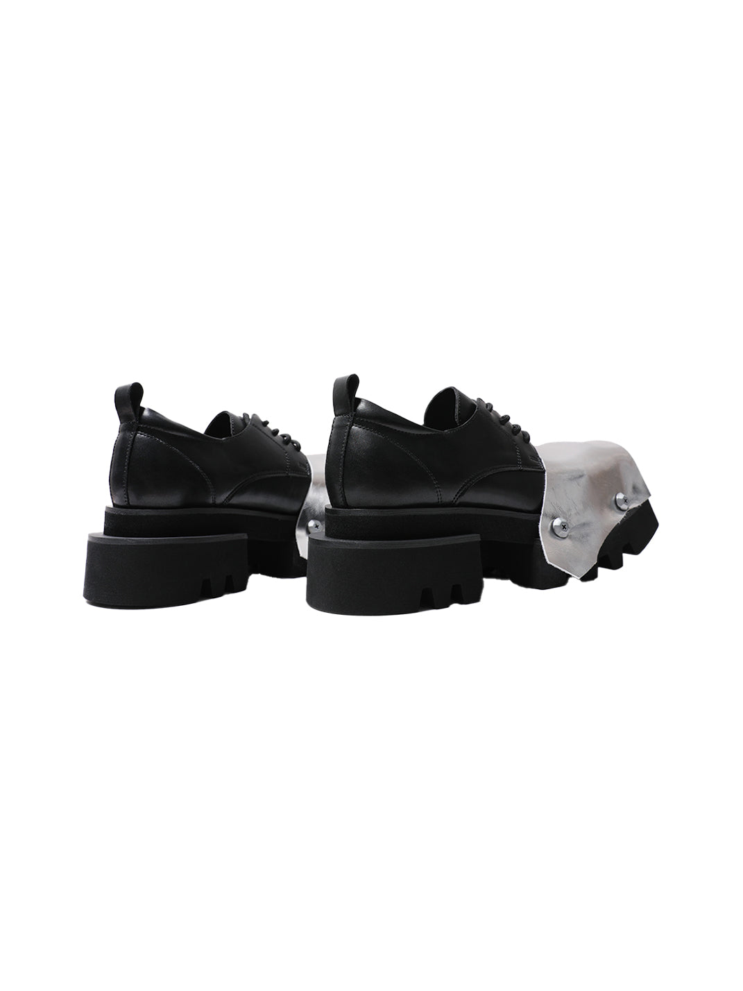 Silver Square-Toe Platform Derby Shoes - Skipkicks