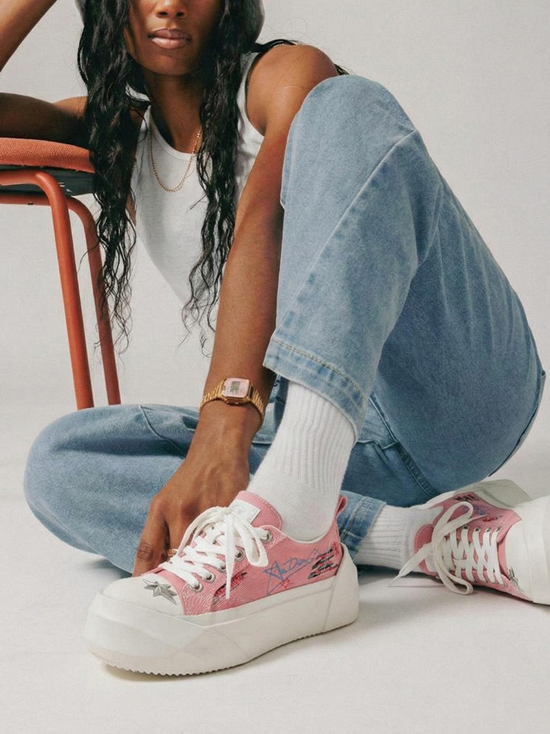Graffiti Print Canvas Platform Sneakers - Skipkicks