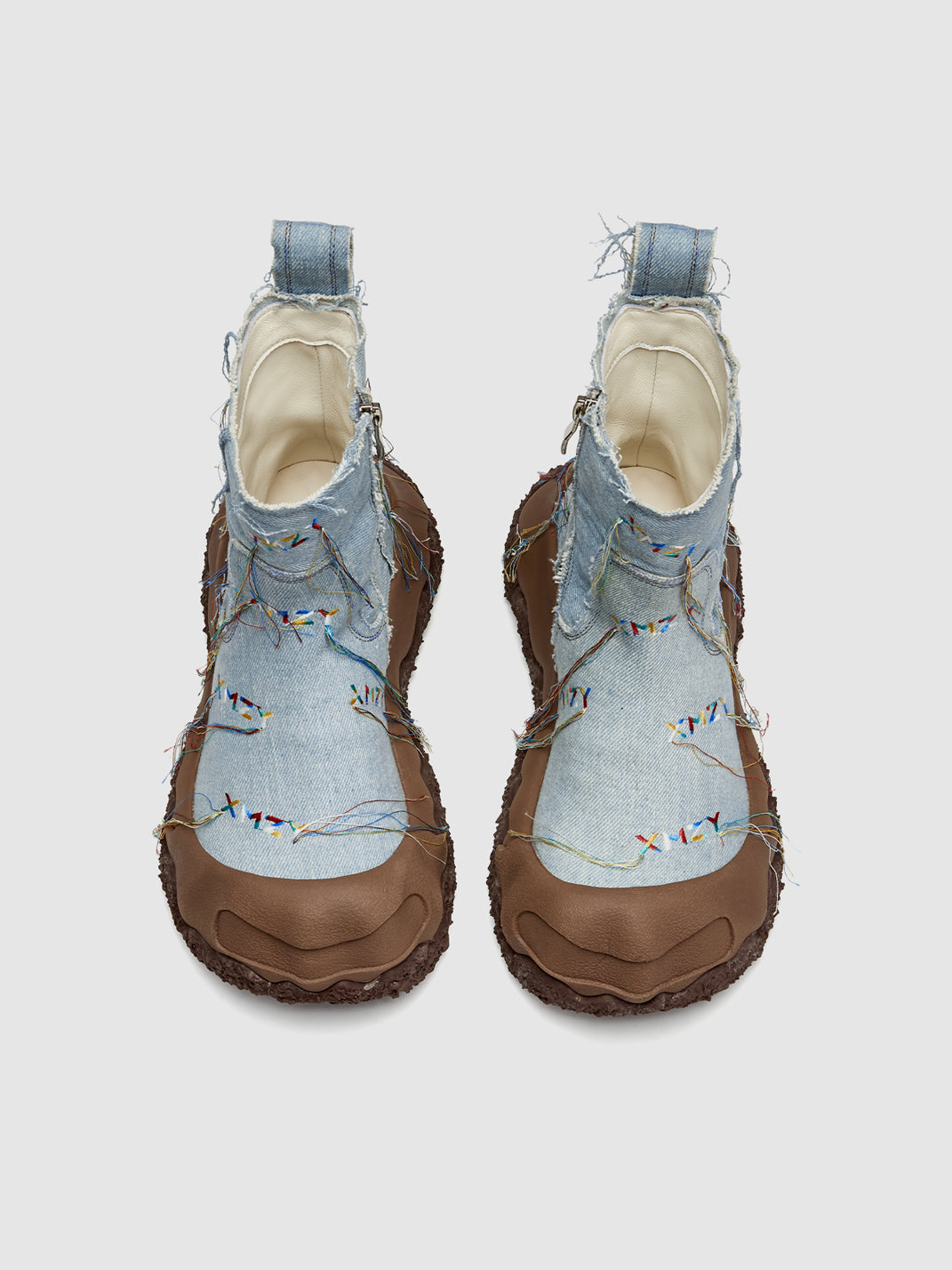 Denim Blue Geometric Planet Fringe Western Ankle Boots - Skipkicks
