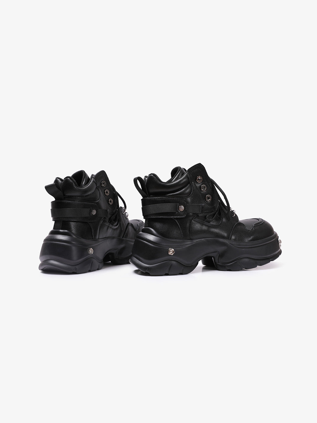 Black Metal Detail Platform Boots