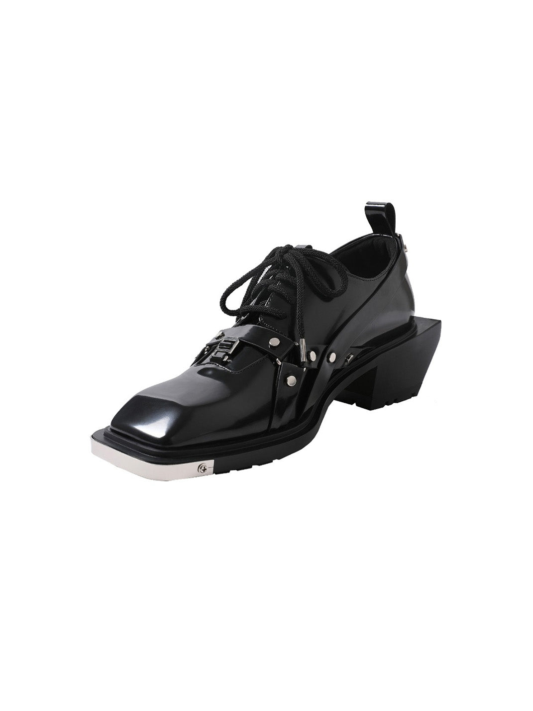 Black Unique Style Square-Toe Derby Shoes - Skipkicks