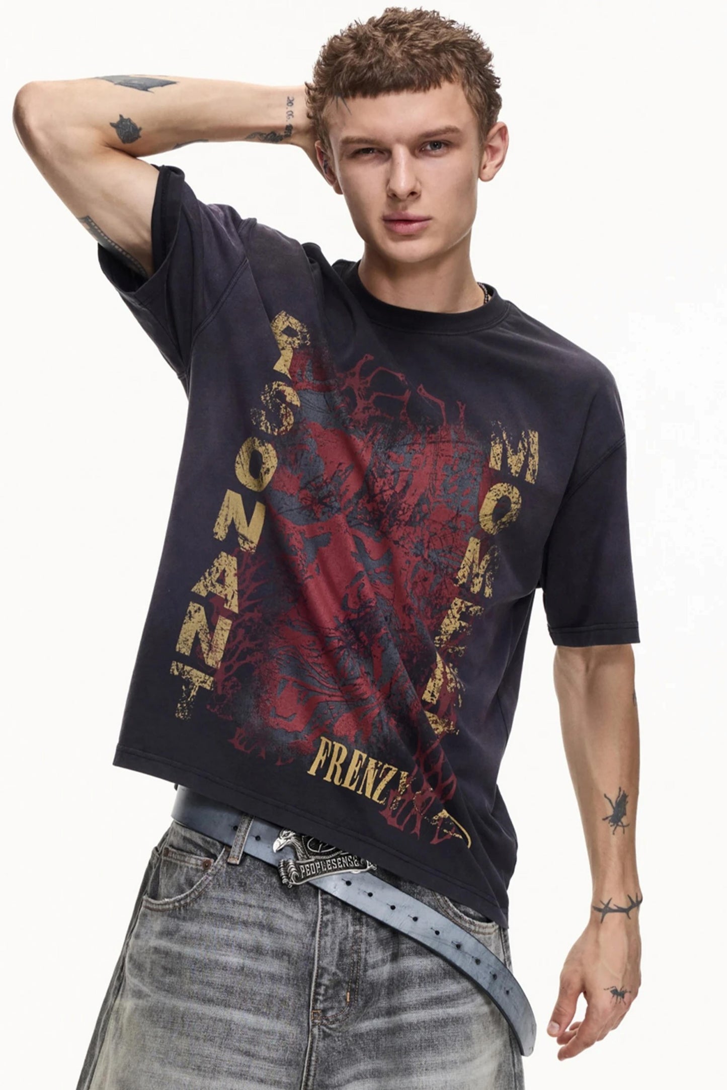 Men's Retro Distressed Cotton T-Shirt