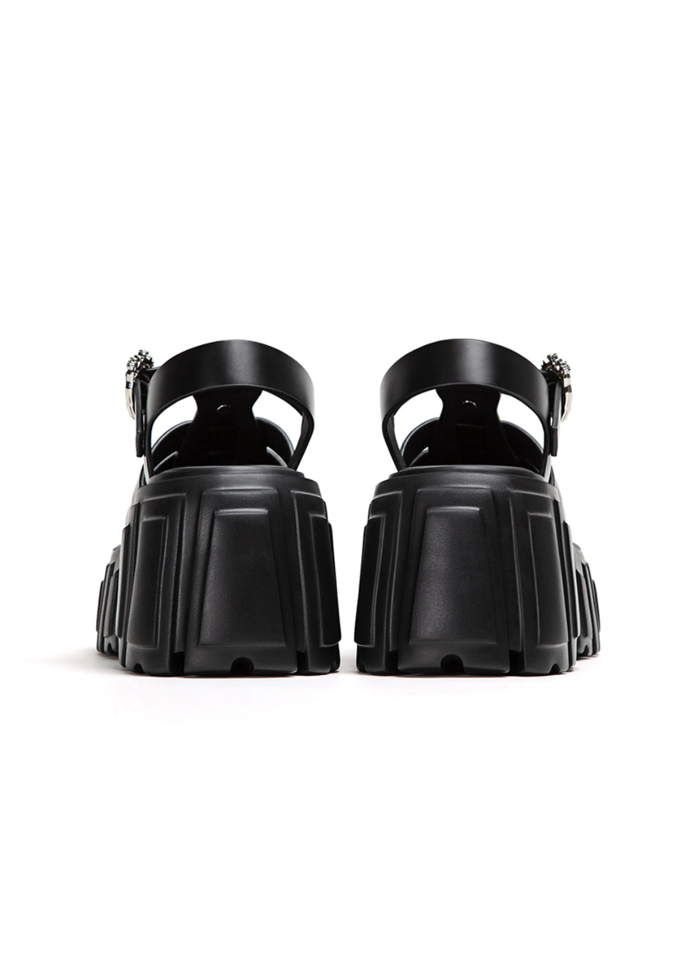 Black Chunky-Heel Roman Platform Sandals - Skipkicks