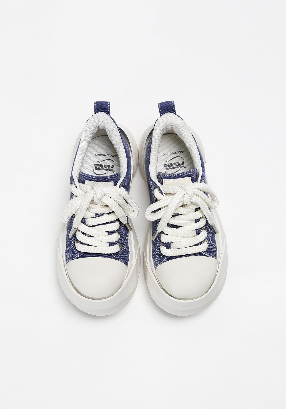 Denim Bare Look Washed Platform Sneakers - Skipkicks