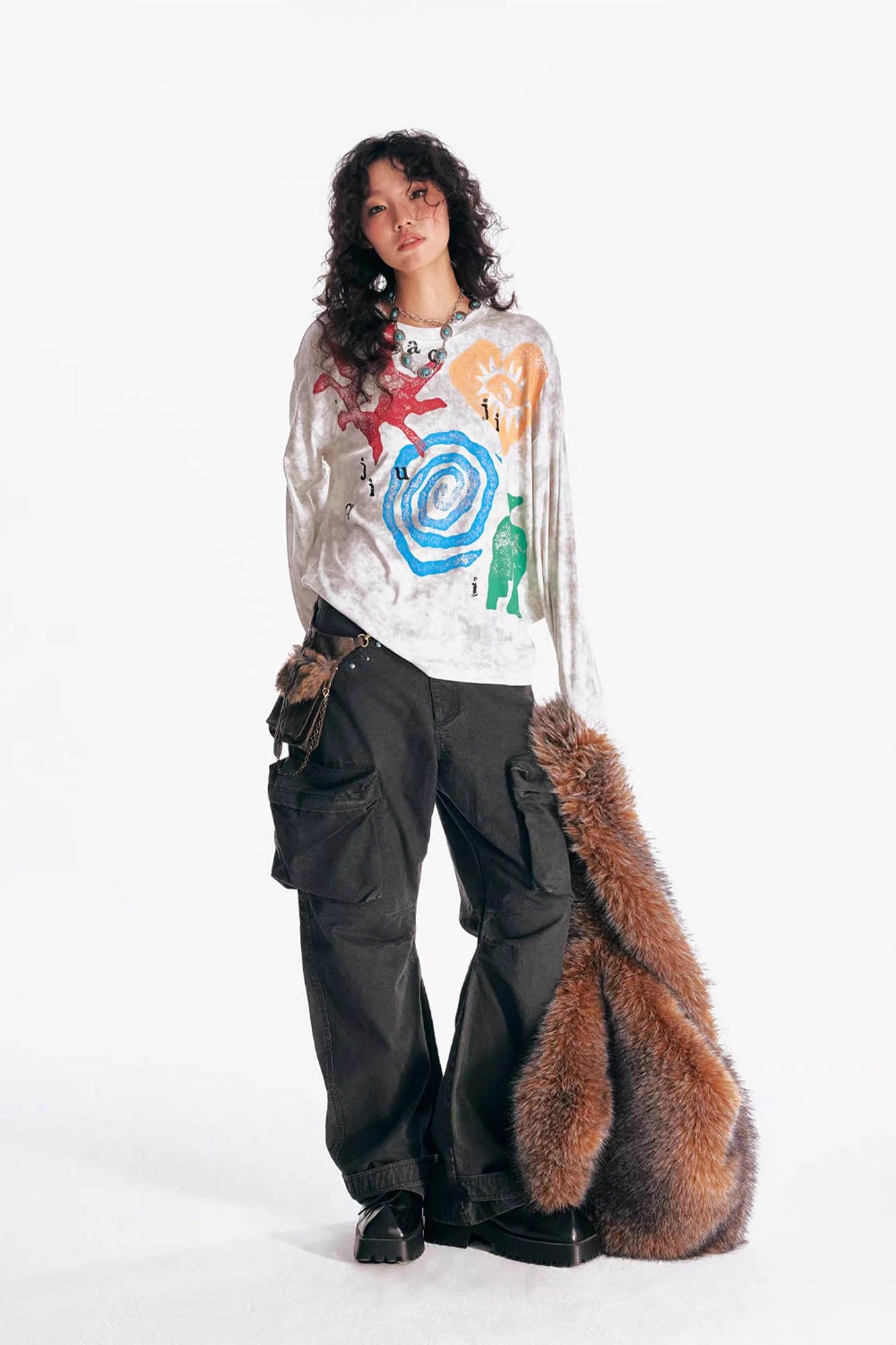 Washed Tribal Graphic Long Sleeve Tee