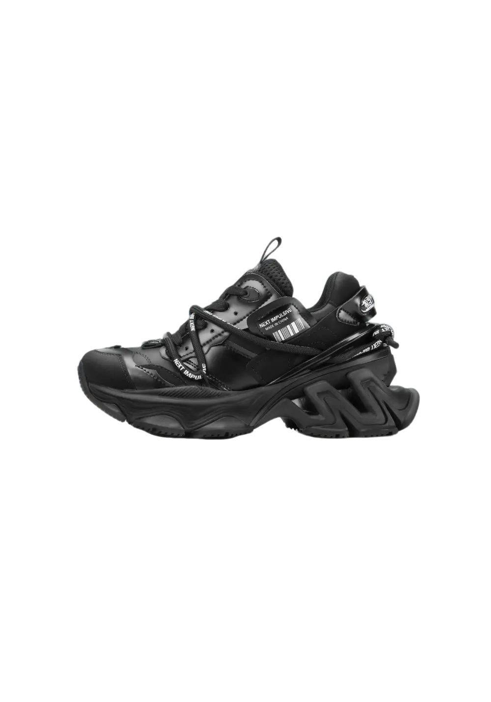 Black Impulse Layered Dad Sneakers - Skipkicks
