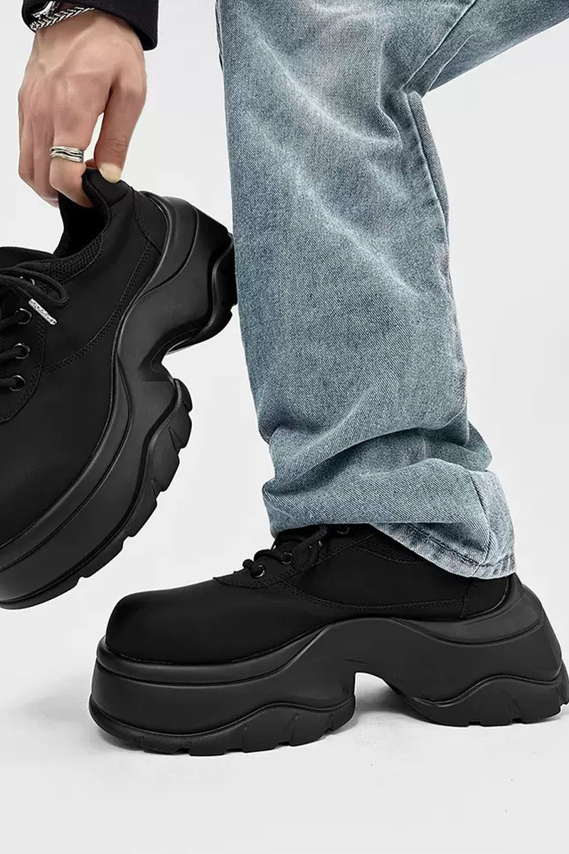 Black Chunky Platform Derby Sneakers - Skipkicks