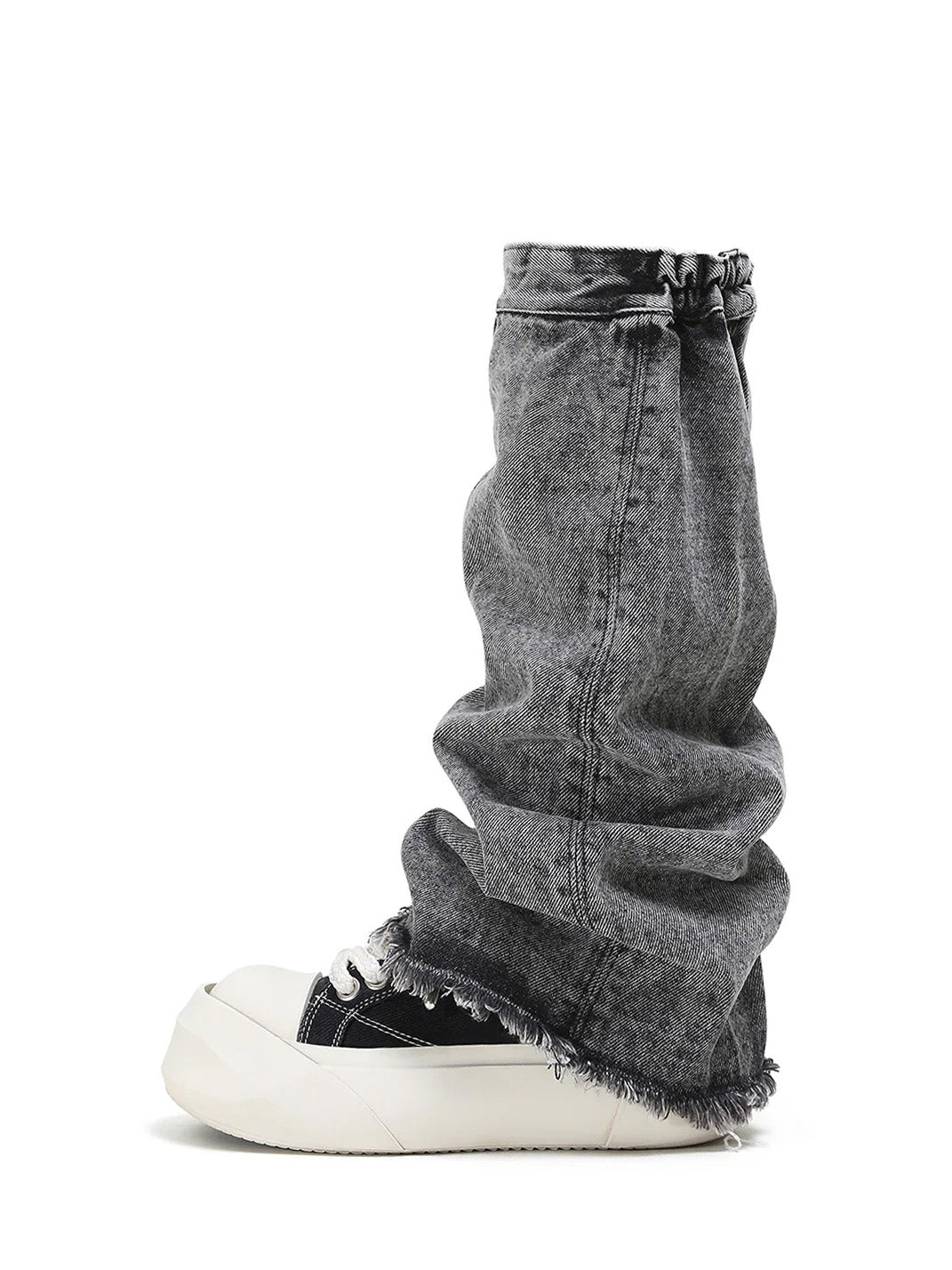 Denim Bare Look Washed Platform Sneakers - Skipkicks