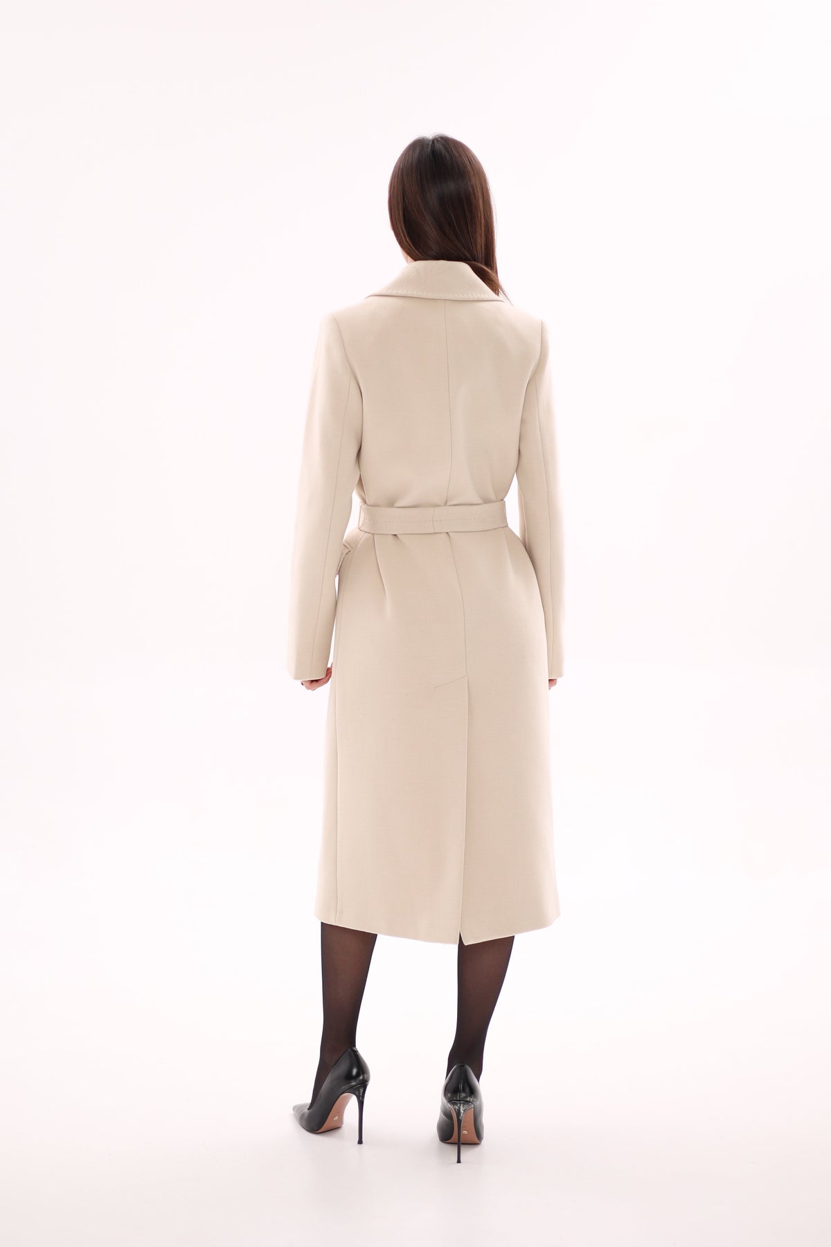 Denise Cashmere Blend Overcoat in Nude