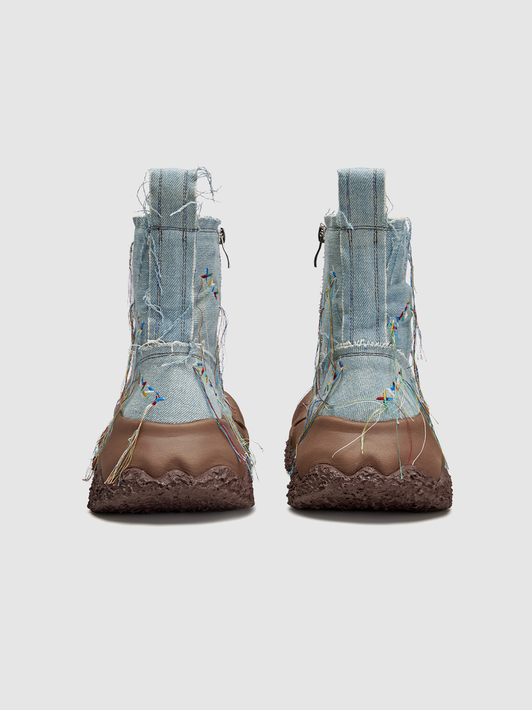 Denim Blue Geometric Planet Fringe Western Ankle Boots - Skipkicks