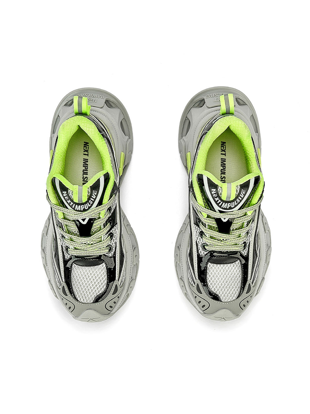 Gray-Teal Papillon Platform Sneakers
