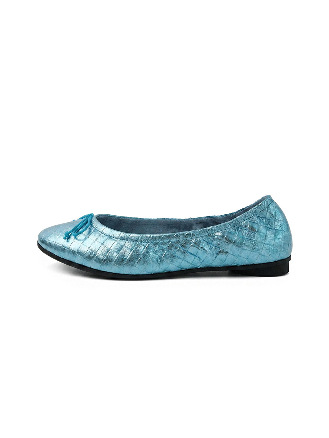 Blue Bow Detail Quilted Ballet Flats - Skipkicks