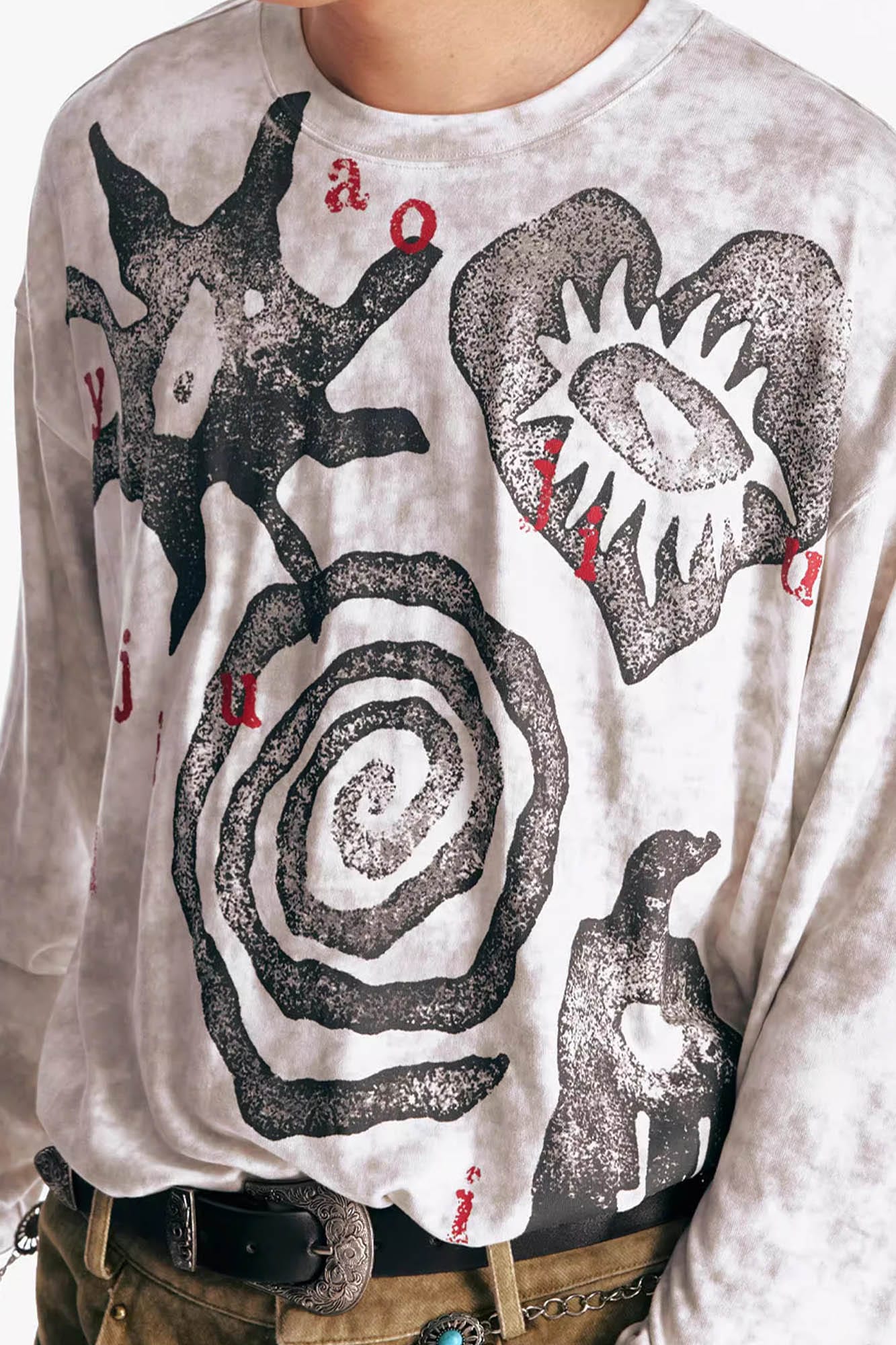 Washed Tribal Graphic Long Sleeve Tee