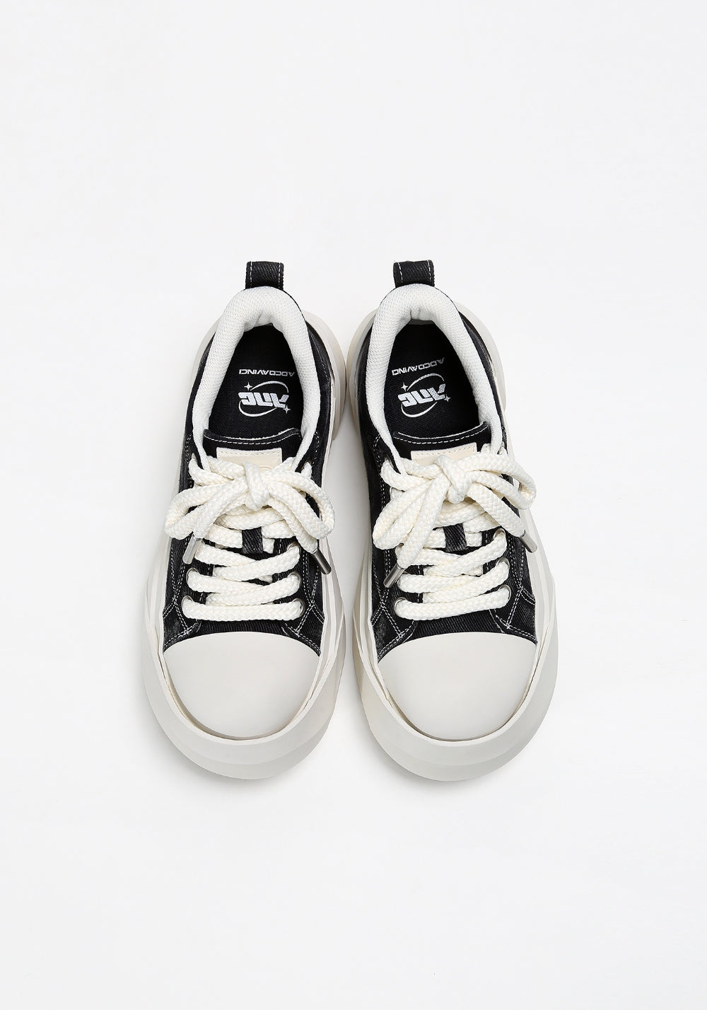Denim Bare Look Washed Platform Sneakers - Skipkicks